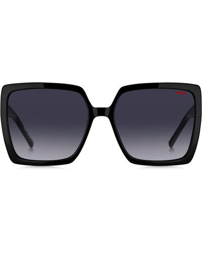 HUGO Sonnenbrille aus schwarzem Acetat mit Stack-Logo - Blau