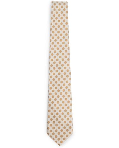 BOSS Silk-jacquard Tie With Dot Motif - White