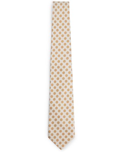 BOSS Krawatte aus Seiden-Jacquard mit Punkte-Muster - Weiß