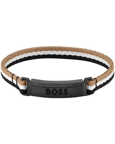 BOSS by HUGO BOSS Armband mit Signature-Streifen und Logo-Schließe, mittel - Mehrfarbig