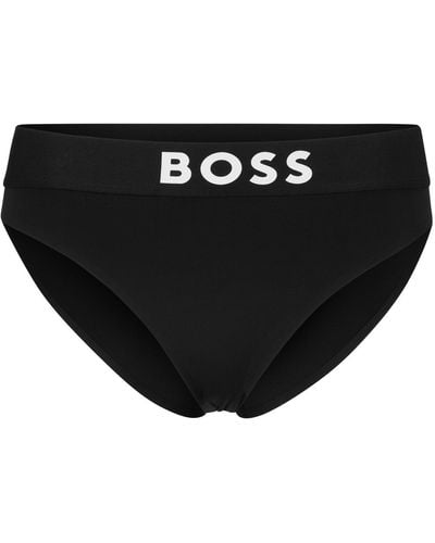 BOSS High-waisted Briefs With Contrast Logo - Black