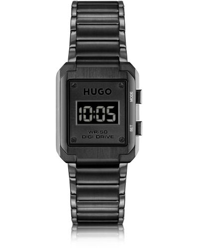 HUGO Link-bracelet Digital Watch With Black Dial