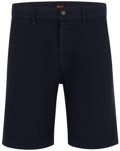 BOSS Slim-Fit Shorts aus elastischem Baumwolle-Twill - Blau