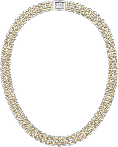 BOSS Mehrgliedrige Halskette mit zweifarbigem Design - Mettallic
