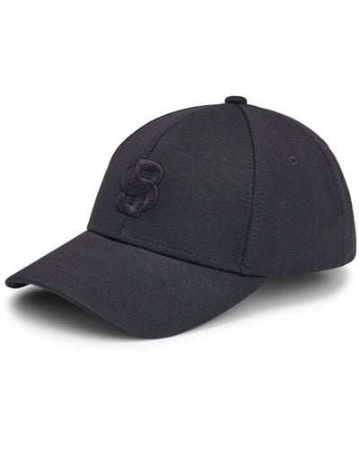 BOSS Cotton-blend Cap With Embroidered Double Monogram - Blue