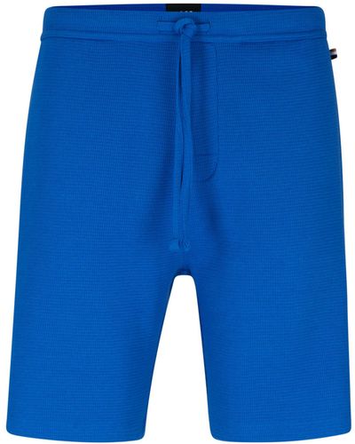 BOSS Pyjamashort Met Logostiksel Van Een Katoenmix - Blauw