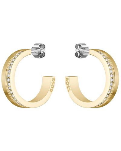 BOSS Gold-tone Earrings With Crystal Details - Metallic