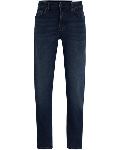 BOSS Regular-Fit Jeans aus marineblauem Super-Stretch-Denim