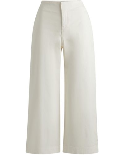 BOSS Relaxed-Fit Hose aus elastischem Baumwoll-Twill - Weiß