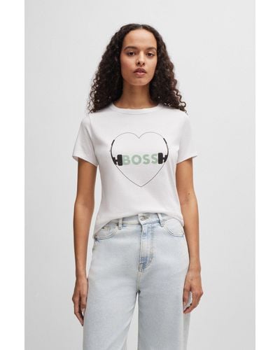 BOSS Regular-fit T-shirt In With Seasonal Print - White