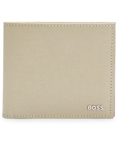 BOSS Emed-leather Wallet With Metal Logo Lettering - Natural