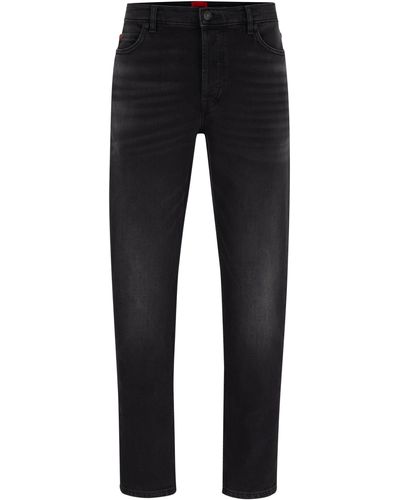 HUGO Tapered-fit Jeans Van Zwart-zwart Stretchdenim