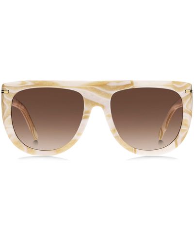 BOSS Gemusterte Sonnenbrille aus Acetat mit goldfarbenen Metalldetails - Braun