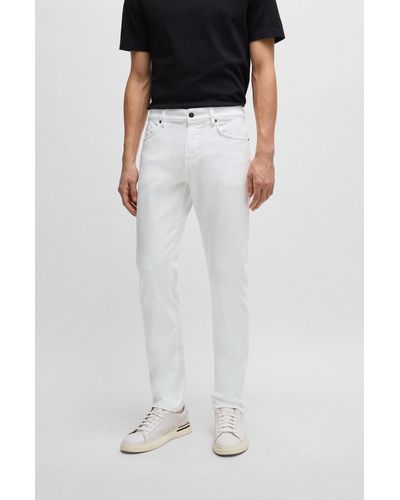 BOSS Slim-fit Jeans In White Cashmere-touch Denim - Black