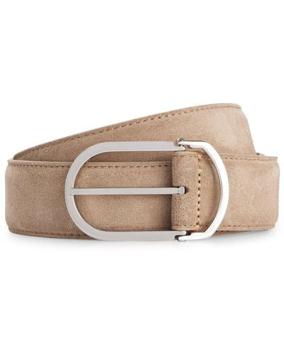 BOSS Suede Belt With Hardware Keeper In Gift Box - Natural