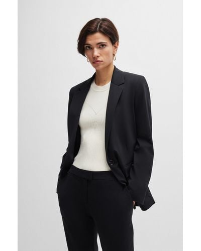 BOSS Relaxed-fit Jacket In Crease-resistant Stretch Jersey - Black