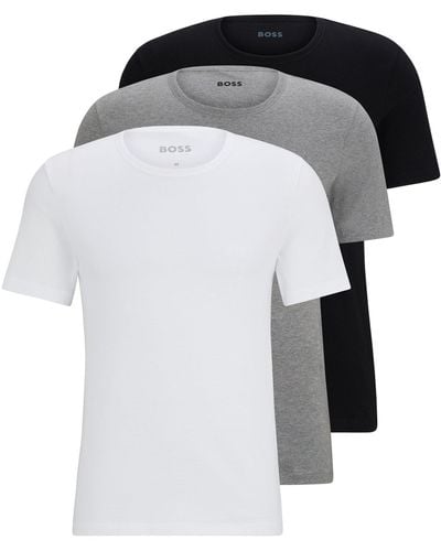 BOSS Three-pack Of Logo-embroidered T-shirts In Cotton - Multicolour