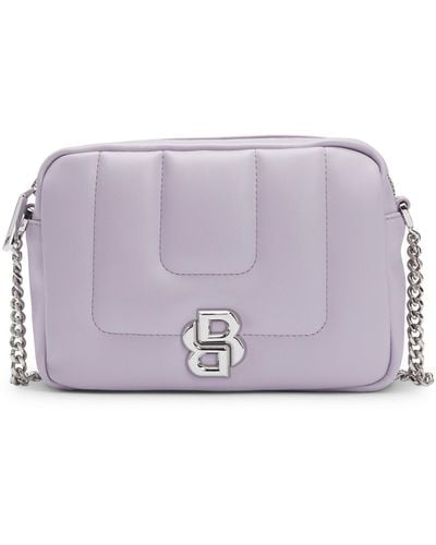 BOSS Quilted Crossbody Bag With Double B Monogram Hardware - Purple