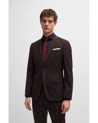 BOSS Slim-fit Jacket In Virgin Wool And Linen - Red