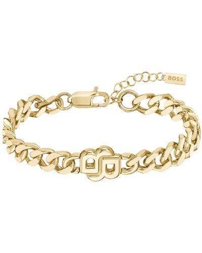BOSS Gold-tone Bracelet With Double B Monogram Women's Jewelry - Metallic