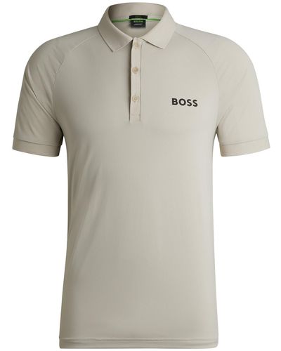 BOSS X Matteo Berrettini Waffle-fabric Polo Shirt - Grey