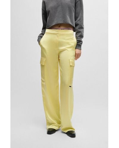 HUGO High-waisted Straight Pants - Yellow
