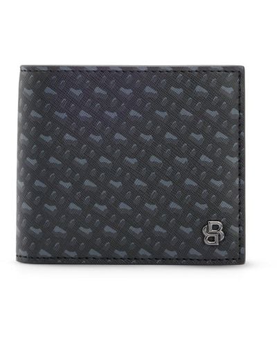 BOSS Signature-pattern Card Holder With Double B Monogram - Grey