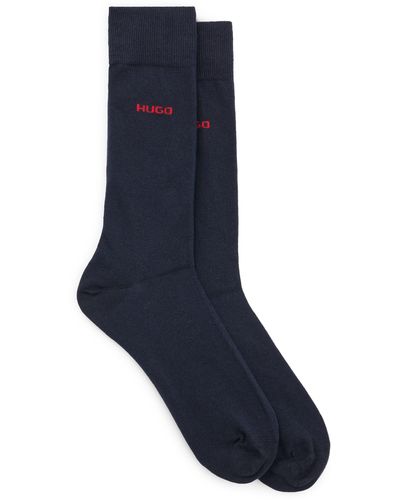 HUGO Two-pack Of Regular-length Socks In Stretch Fabric - Blue