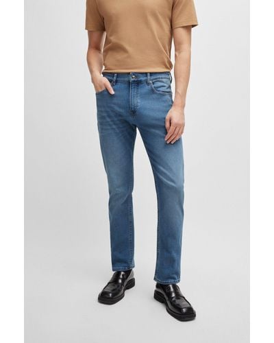 BOSS Slim-fit Jeans In Pure-blue Comfort-stretch Denim