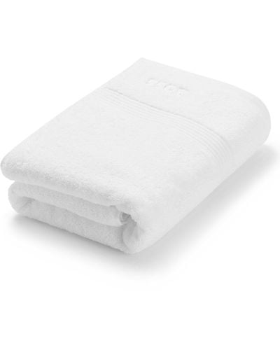 BOSS White Aegean-cotton Bath Towel With Tonal Logo