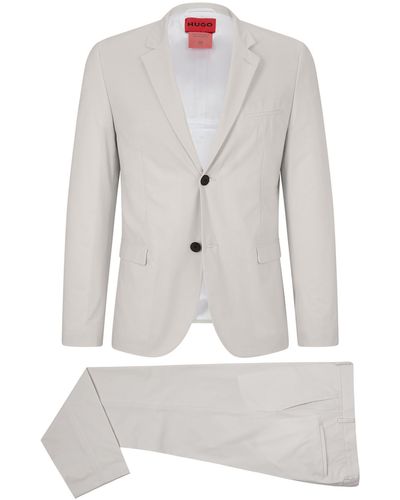 HUGO Packable Extra-slim-fit Suit In Performance-stretch Cloth - White