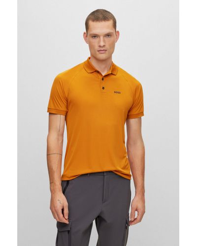 BOSS Slim-fit Polo Shirt In Structured Jersey - Orange