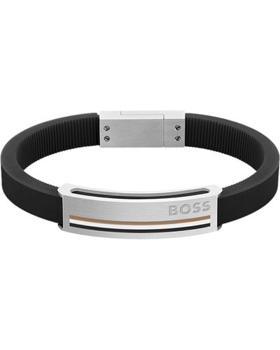 BOSS by HUGO BOSS Armband Van Silicone Met Reliëflogoplaatje: Medium - Zwart