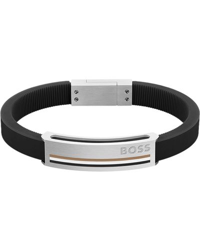 BOSS Bracelet en silicone avec plaquette à logo emé: Medium - Noir