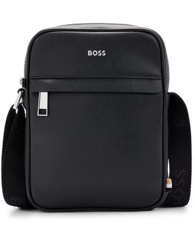 BOSS Reporter Bag With Signature Stripe And Logo Detail - Black