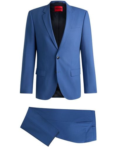 HUGO Slim-fit Suit In Performance-stretch Fabric - Blue