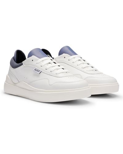 HUGO Leder-Sneakers zum Schnüren mit farbigen Details - Weiß