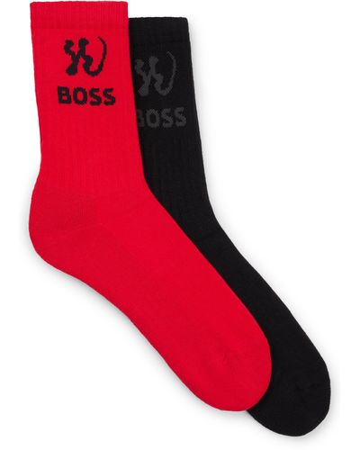 BOSS Zweier-Pack kurze Socken mit speziellem Artwork - Rot