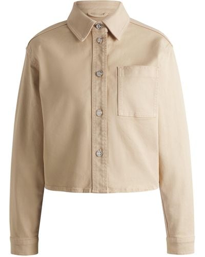 HUGO Oversize-fit Jacket In Stretch-cotton Twill - Natural