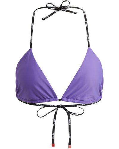 HUGO Triangel-Bikinitop mit Logo-Detail und Logo-Bändern - Lila