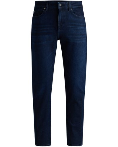 BOSS Regular-Fit Jeans aus superweichem Denim in Dunkelblau