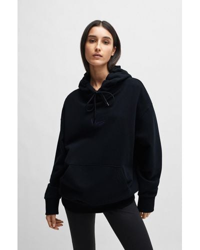 BOSS Naomi X Cotton-terry Sweatshirt With Ribbed Trims - Black