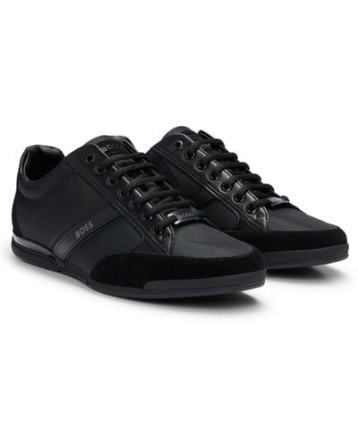 BOSS Mixed-material Sneakers With Suede And Faux Leather - Black