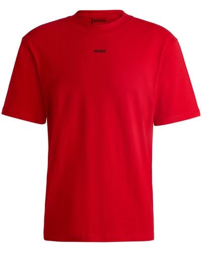HUGO Relaxed-Fit T-Shirt aus Baumwolle mit Logo-Print - Rot