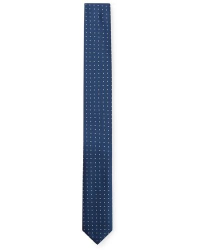 BOSS Italian-made Patterned Tie With Travel Pouch - Blue