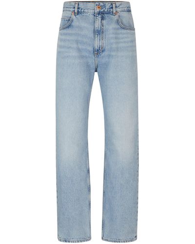 HUGO Baggy-Fit Jeans aus schwerem Baumwoll-Denim - Blau