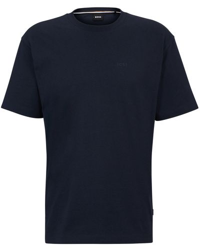 BOSS Regular-fit T-shirt Van Katoenen Jersey Met Nieuwe Print - Blauw