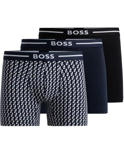 BOSS Three-pack Of Stretch-cotton Boxer Briefs - Black