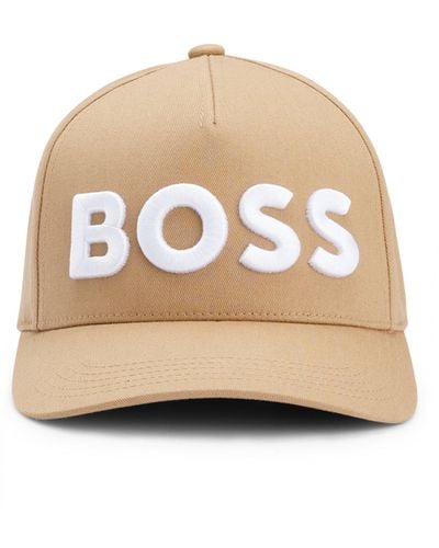 BOSS Cap aus Baumwoll-Twill mit 3D-Logo-Stickerei - Natur
