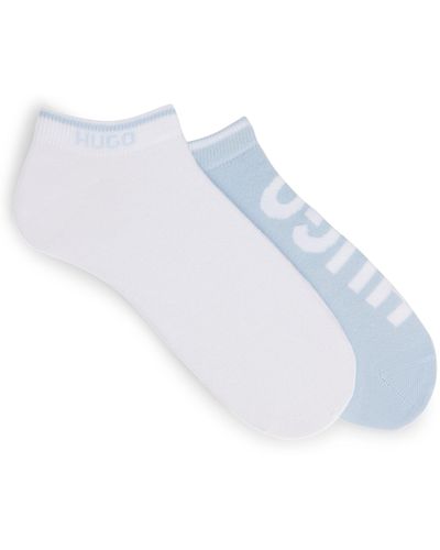 HUGO Zweier-Pack Sneakers-Socken aus Baumwoll-Mix mit Logos - Weiß